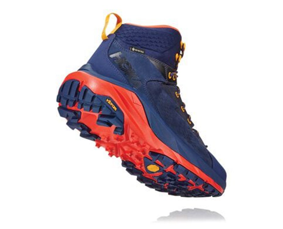 Hiking Boots Mens - Hoka One One Kaha GORE-TEX - Blue/Red - ATVWIMY-18